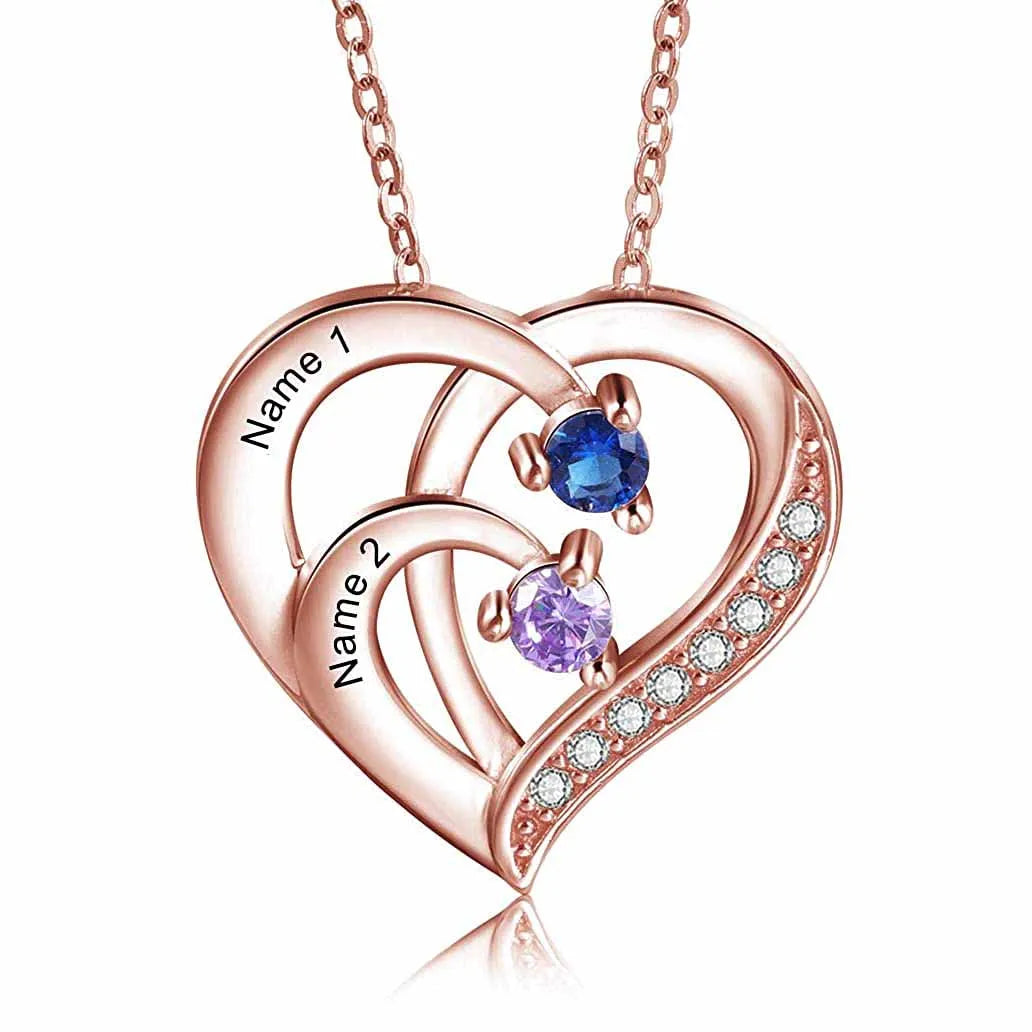 Intertwined Heart Birthstone Necklace