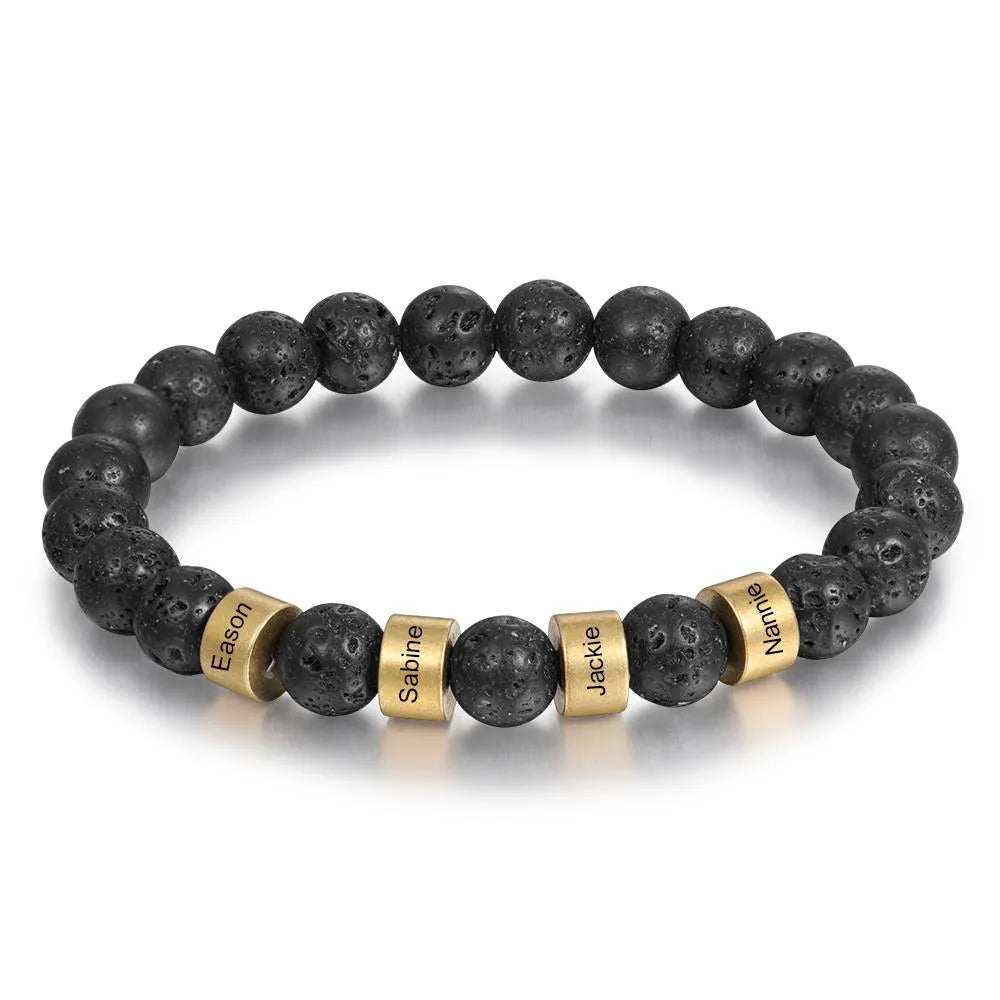 Engraved Onyx Stone Bracelet - Gold