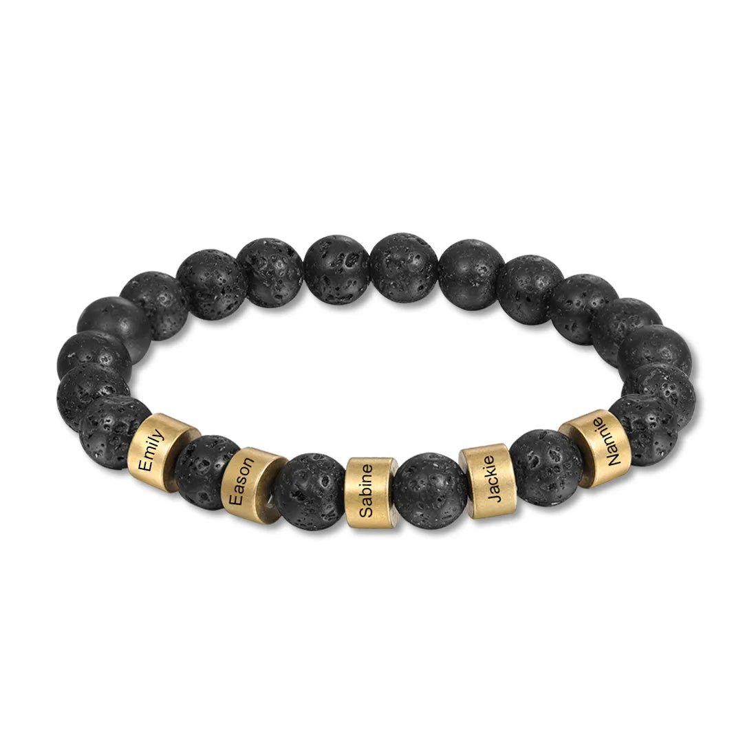 Engraved Onyx Stone Bracelet - Gold