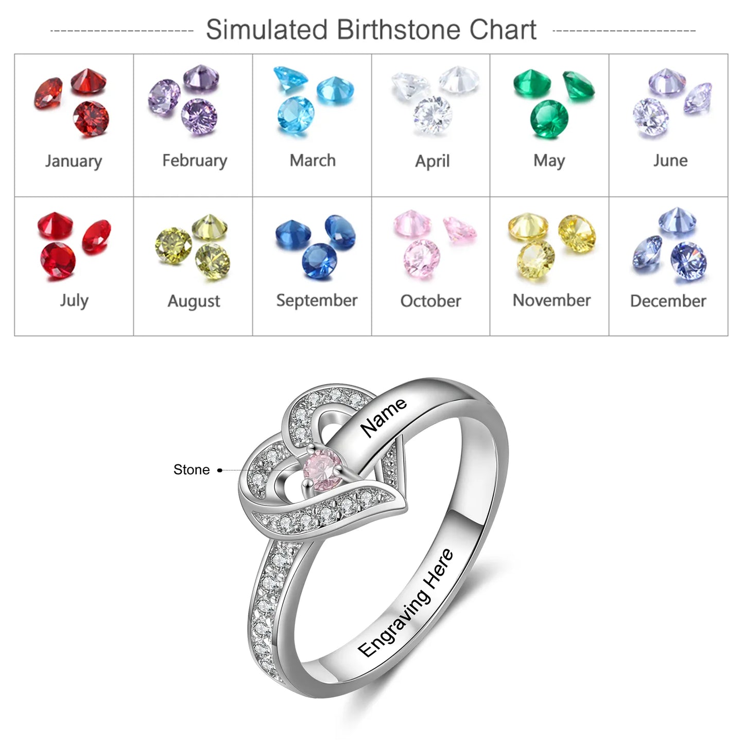 Heart Birthstone Ring