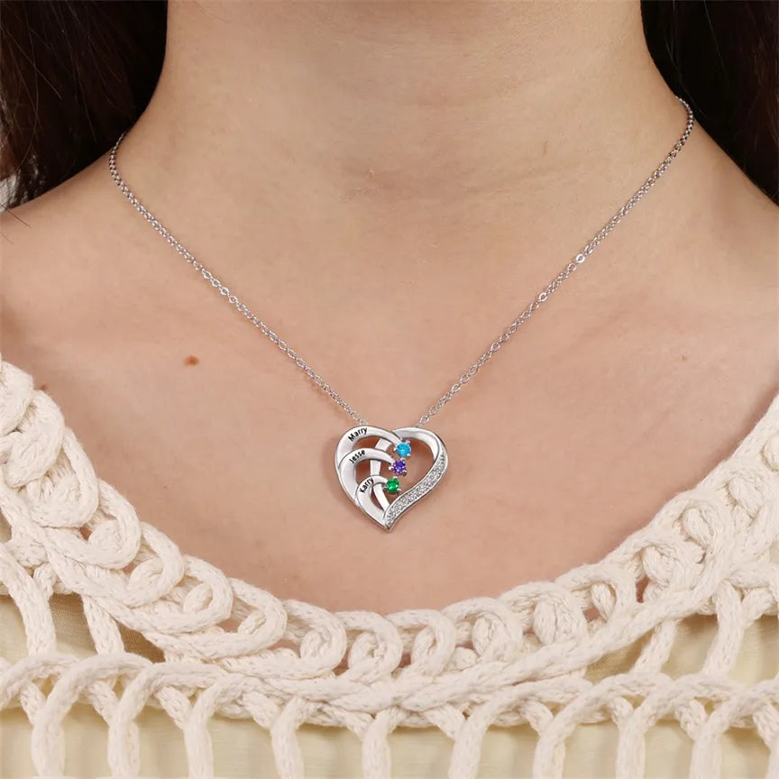 Intertwined Heart Birthstone Necklace