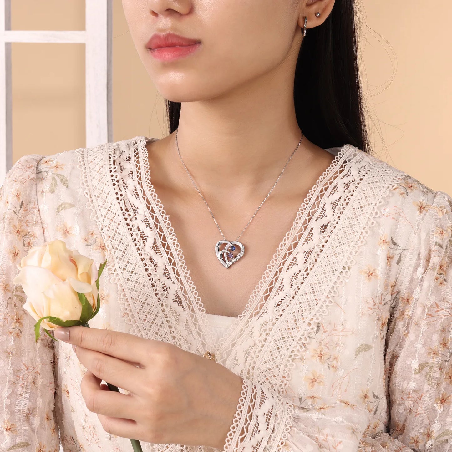 Intertwined Heart Birthstone Necklace