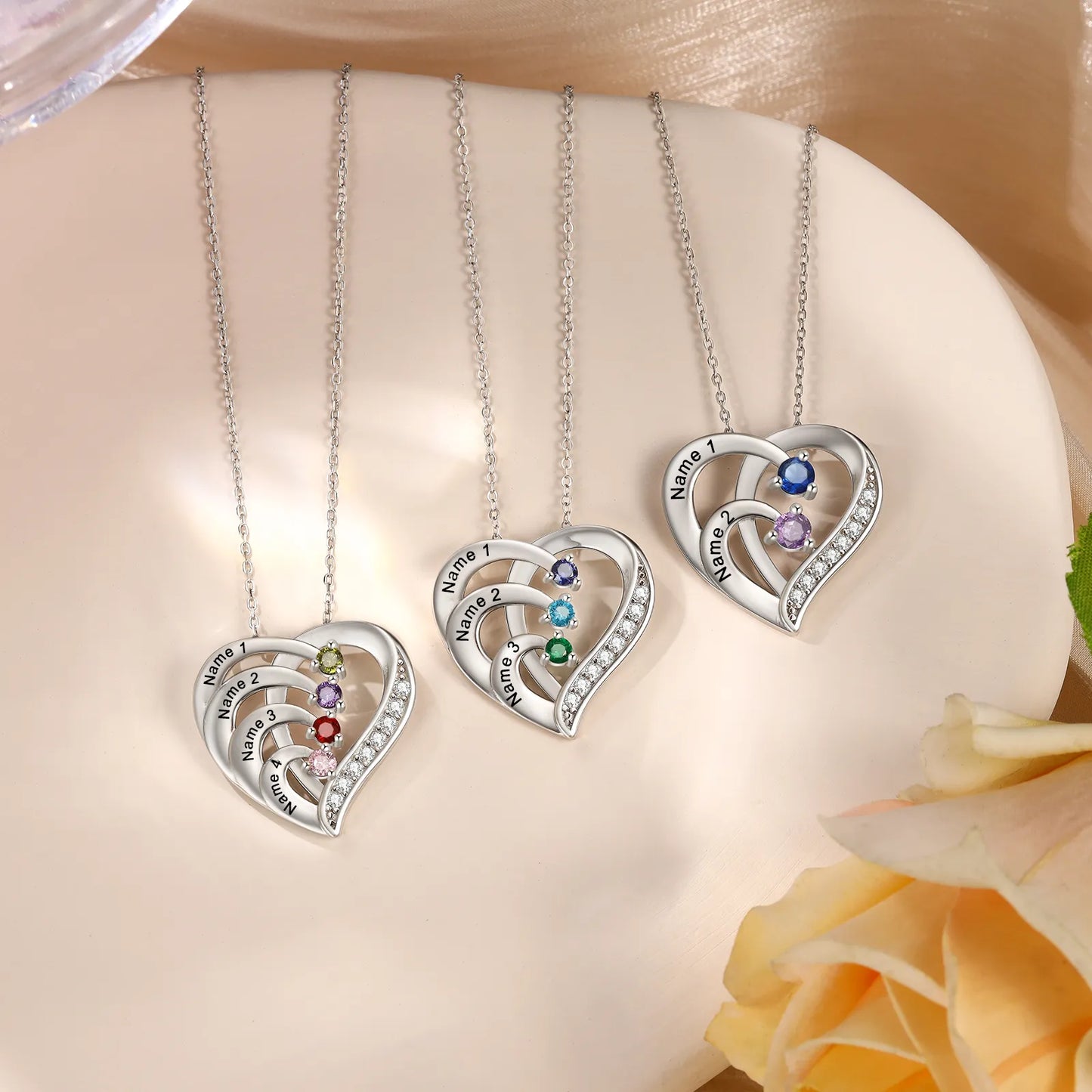 Intertwined Heart Birthstone Necklace