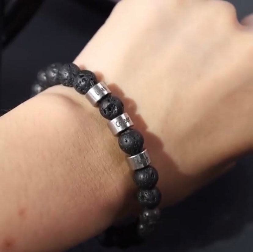 Engraved Onyx Stone Bracelet - Silver