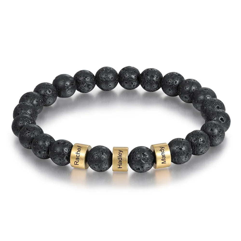 Engraved Onyx Stone Bracelet - Gold