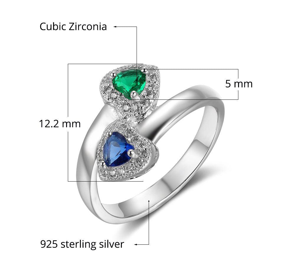 Double Heart Birthstone Ring