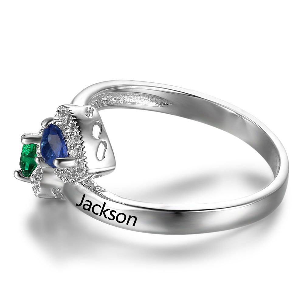 Double Heart Birthstone Ring