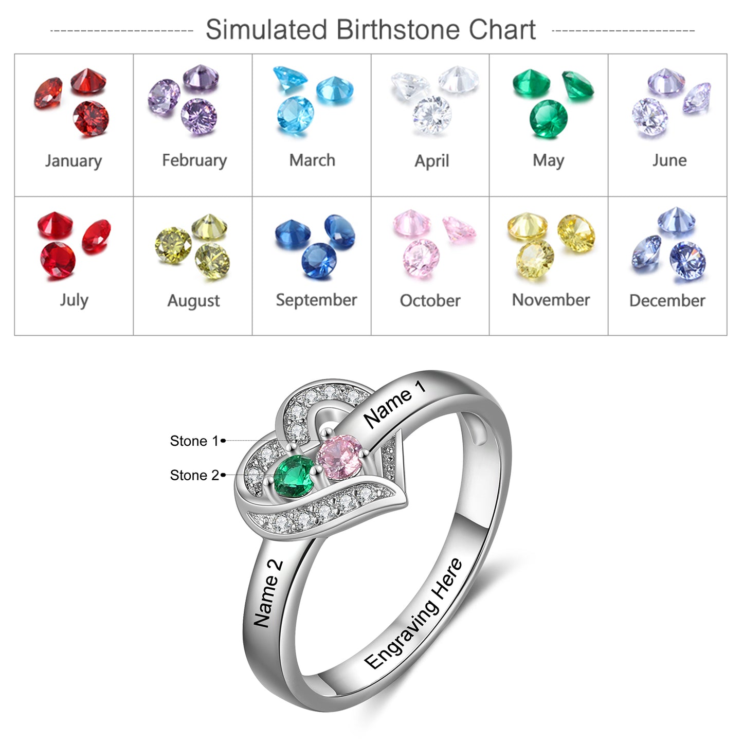 Eternal Heart Birthstone Ring