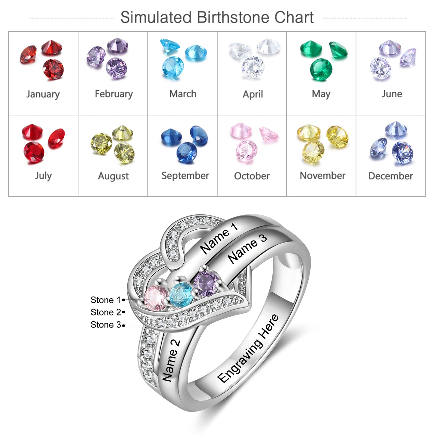Eternal Heart Birthstone Ring