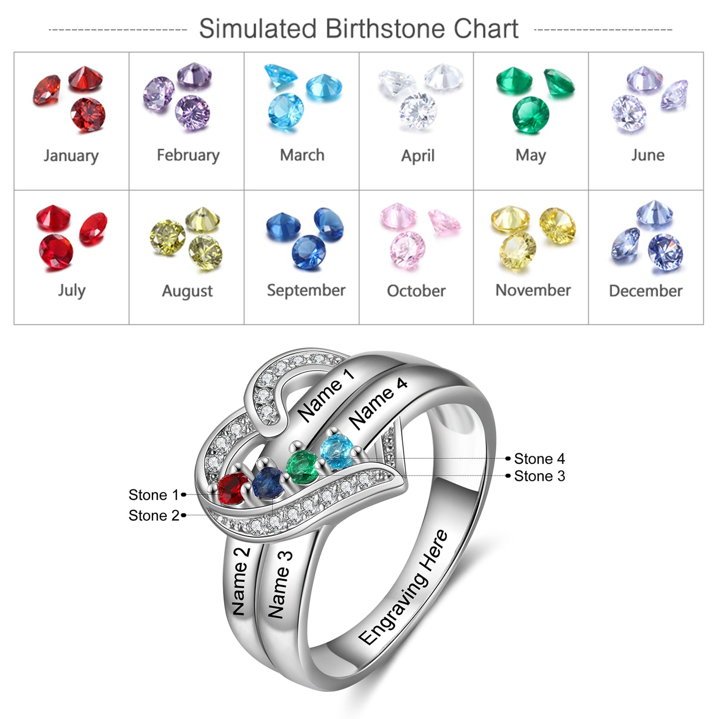 Eternal Heart Birthstone Ring