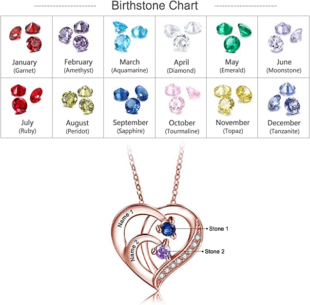 Intertwined Heart Birthstone Necklace