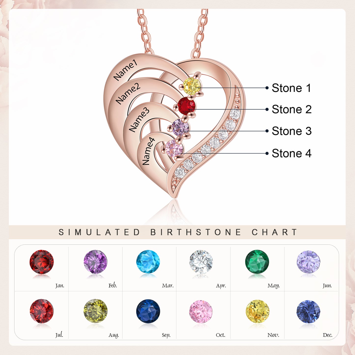 Intertwined Heart Birthstone Necklace