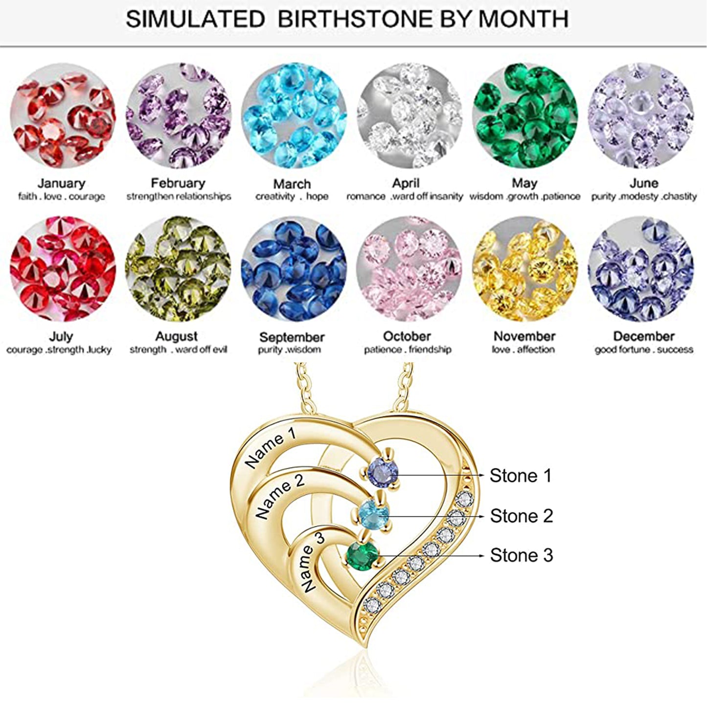 Intertwined Heart Birthstone Necklace