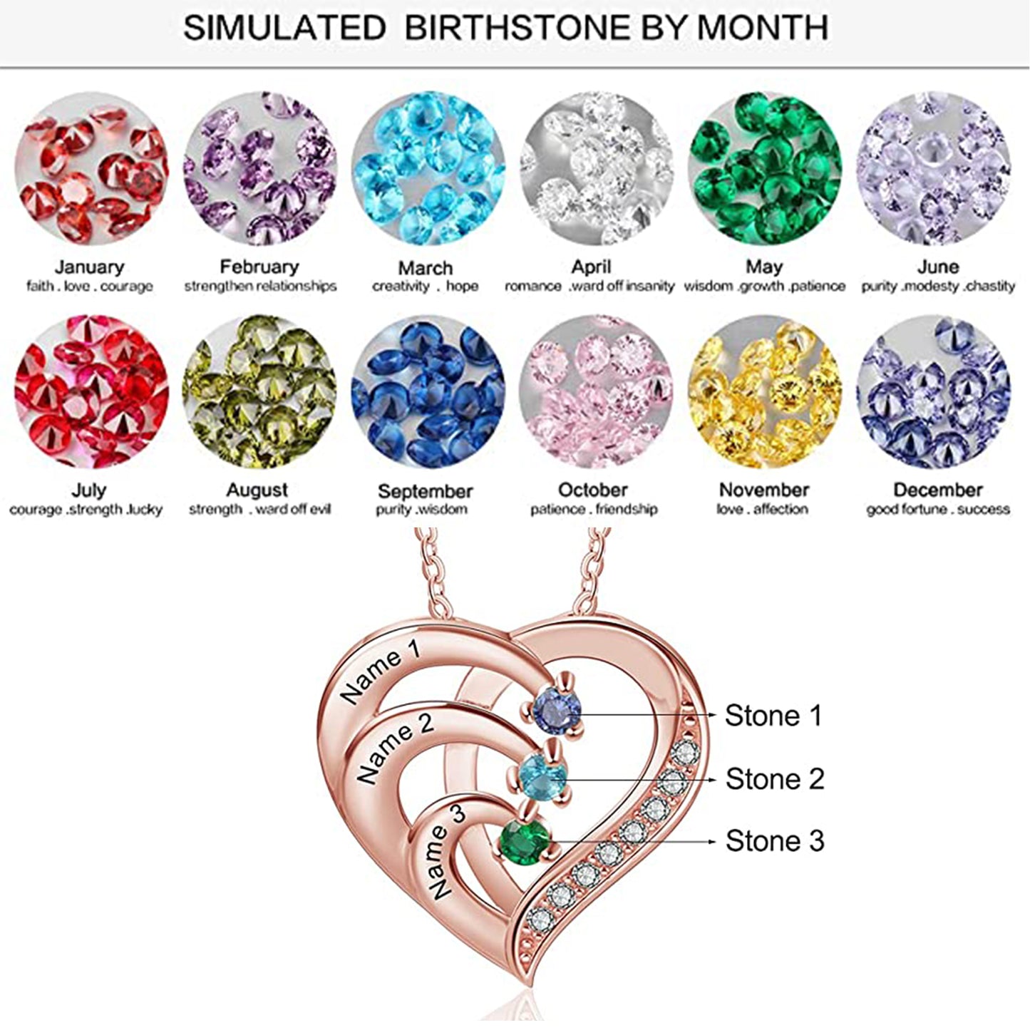 Intertwined Heart Birthstone Necklace