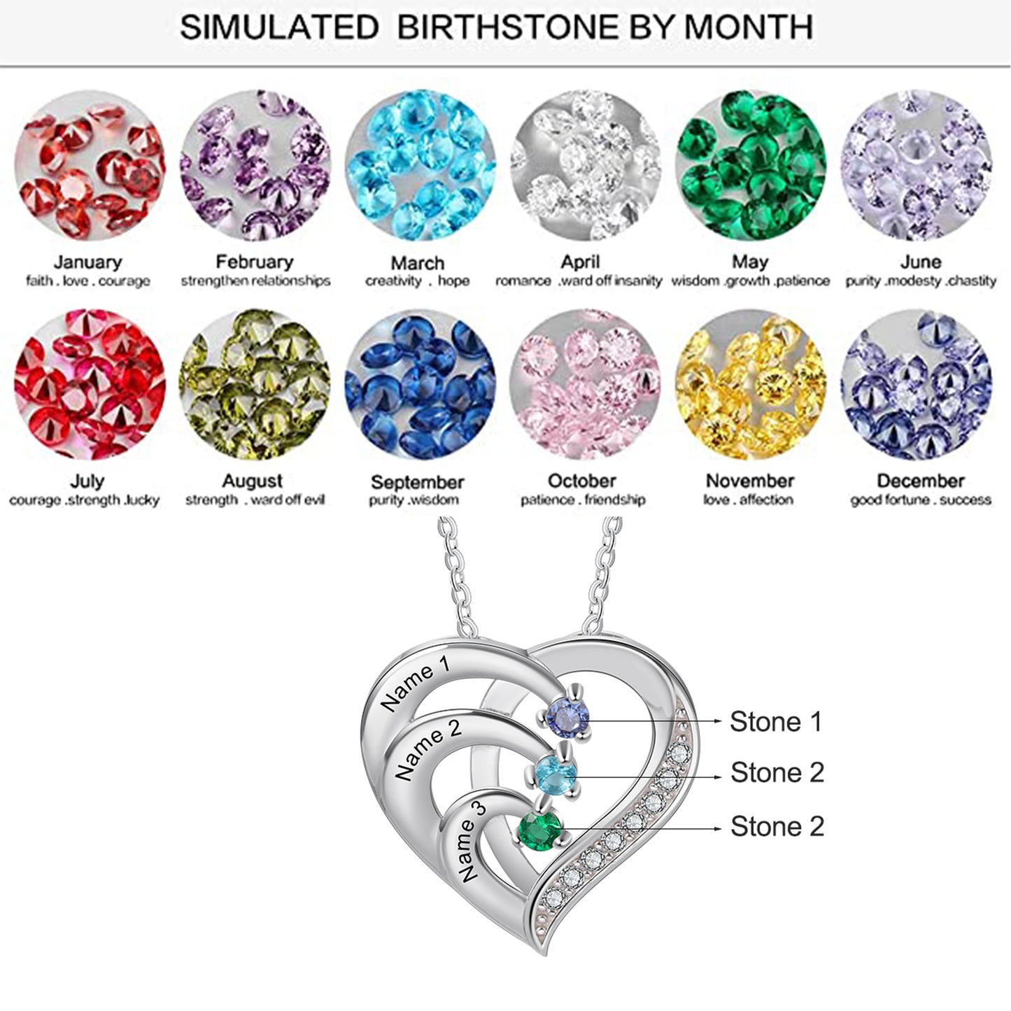 Intertwined Heart Birthstone Necklace