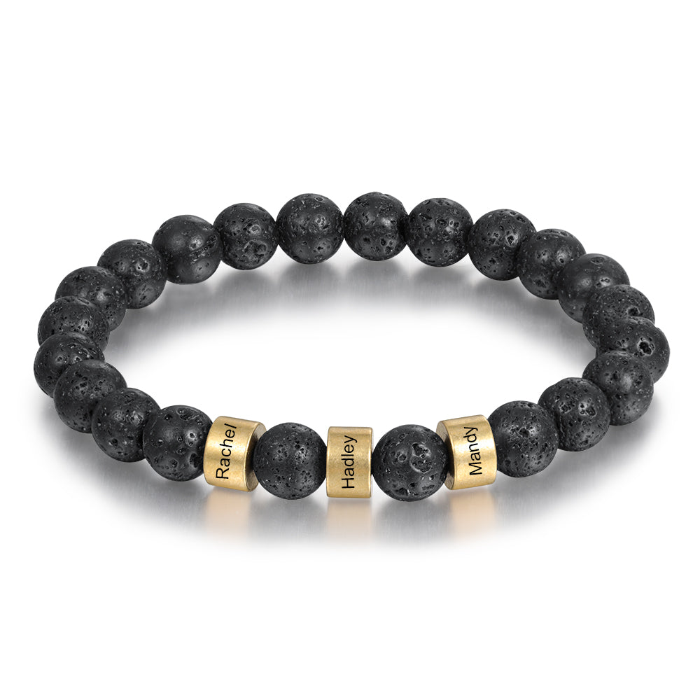 Engraved Onyx Stone Bracelet - Gold