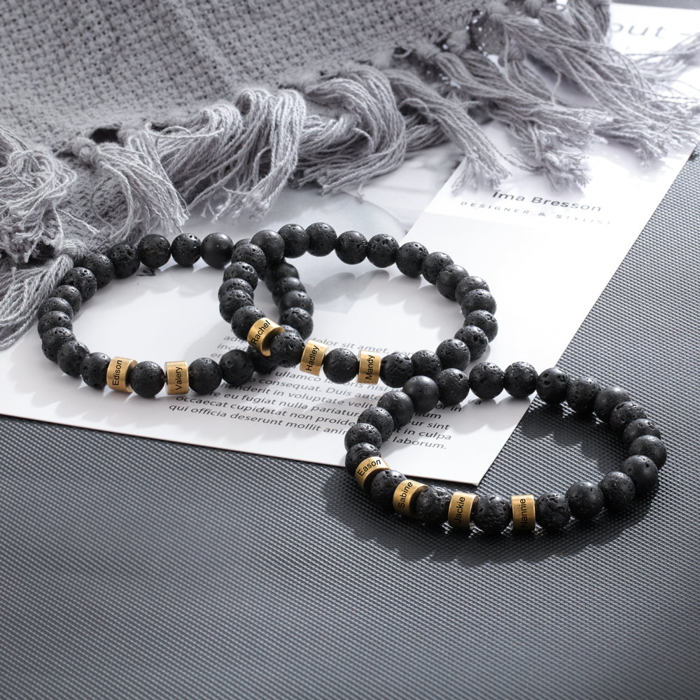 Engraved Onyx Stone Bracelet - Gold