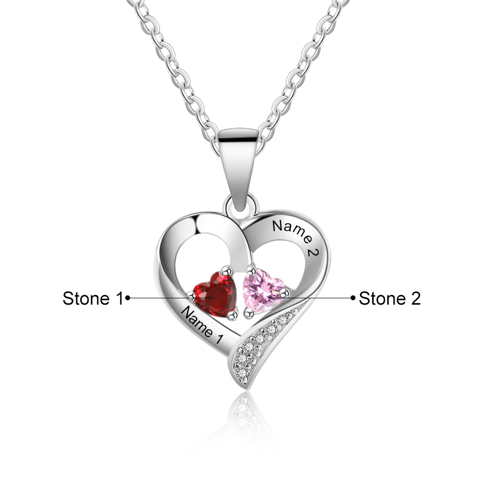 Twin Flame Birthstone Heart Necklace