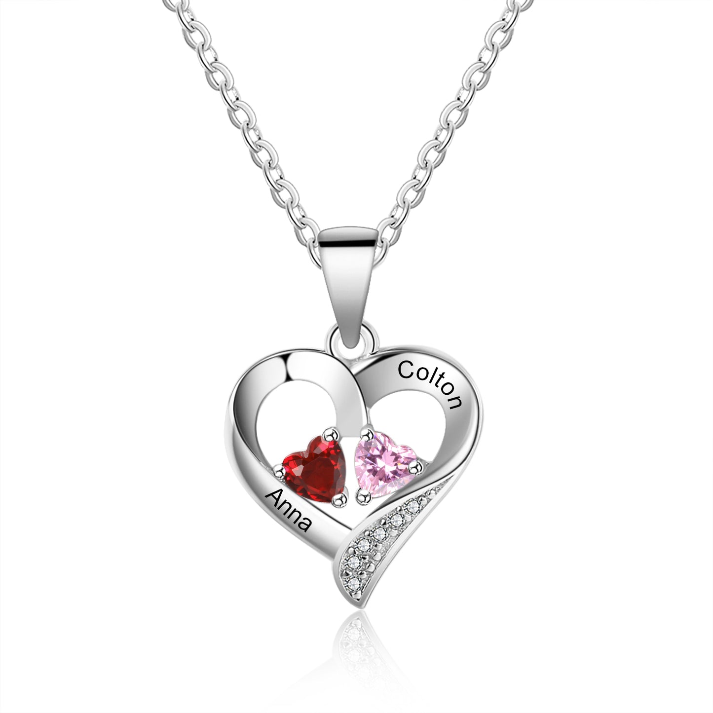 Twin Flame Birthstone Heart Necklace