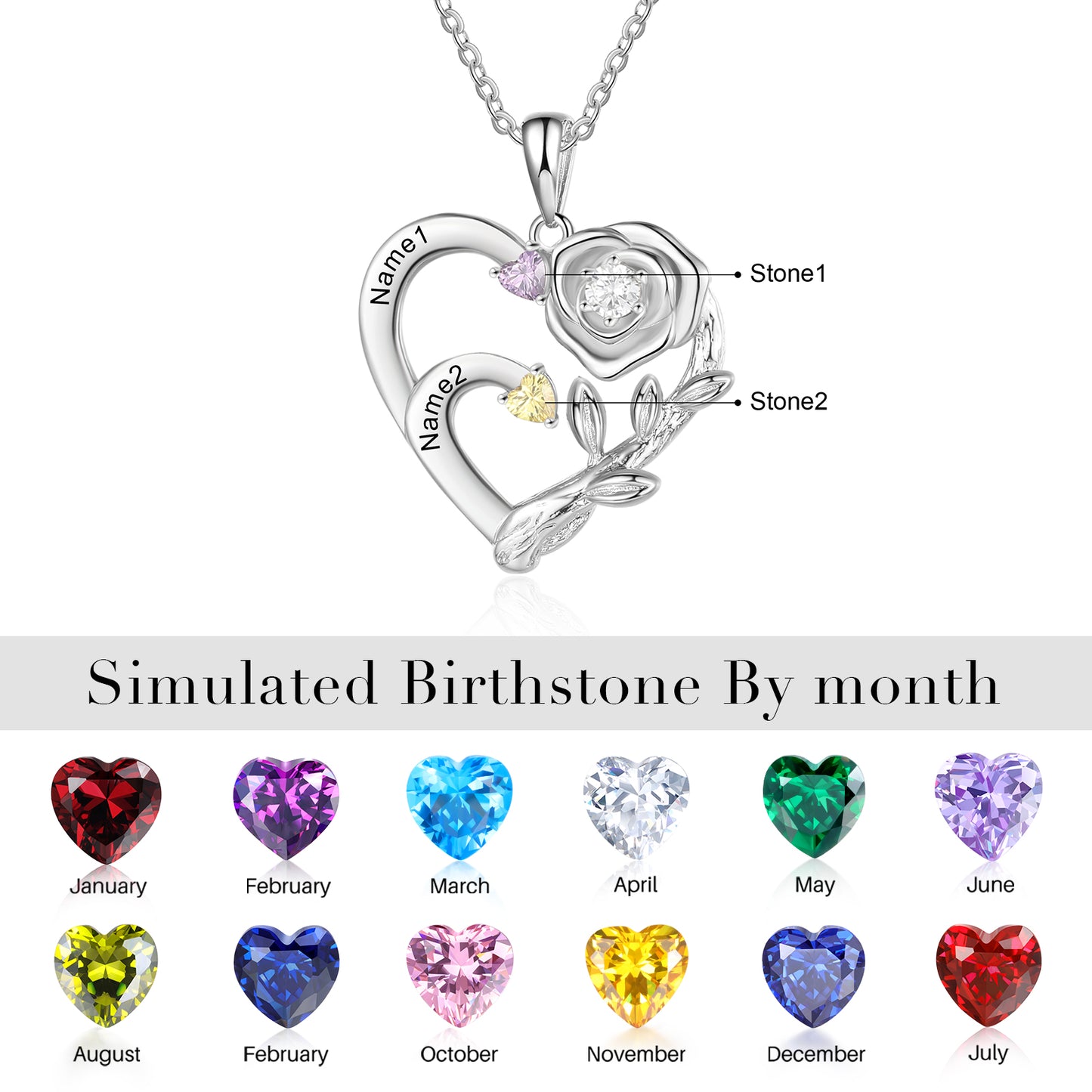 Rose Flower Heart Necklace