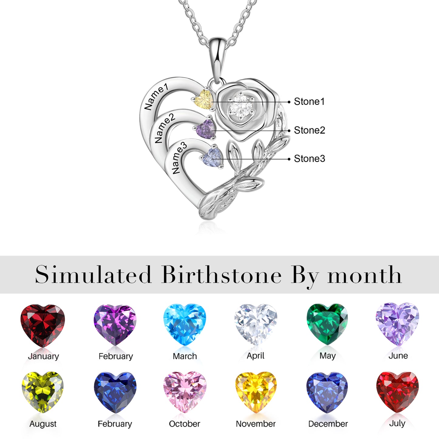 Rose Flower Heart Necklace