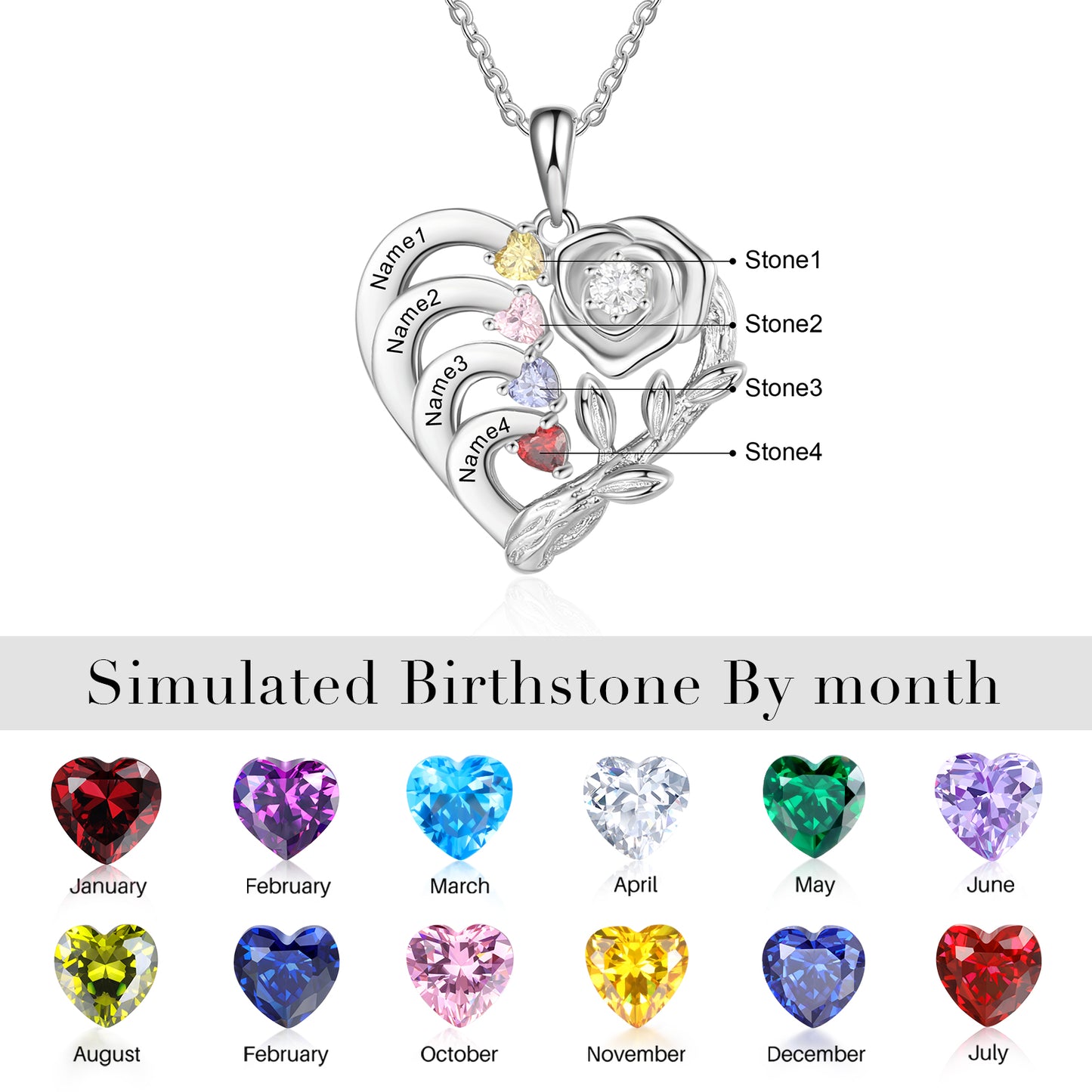 Rose Flower Heart Necklace