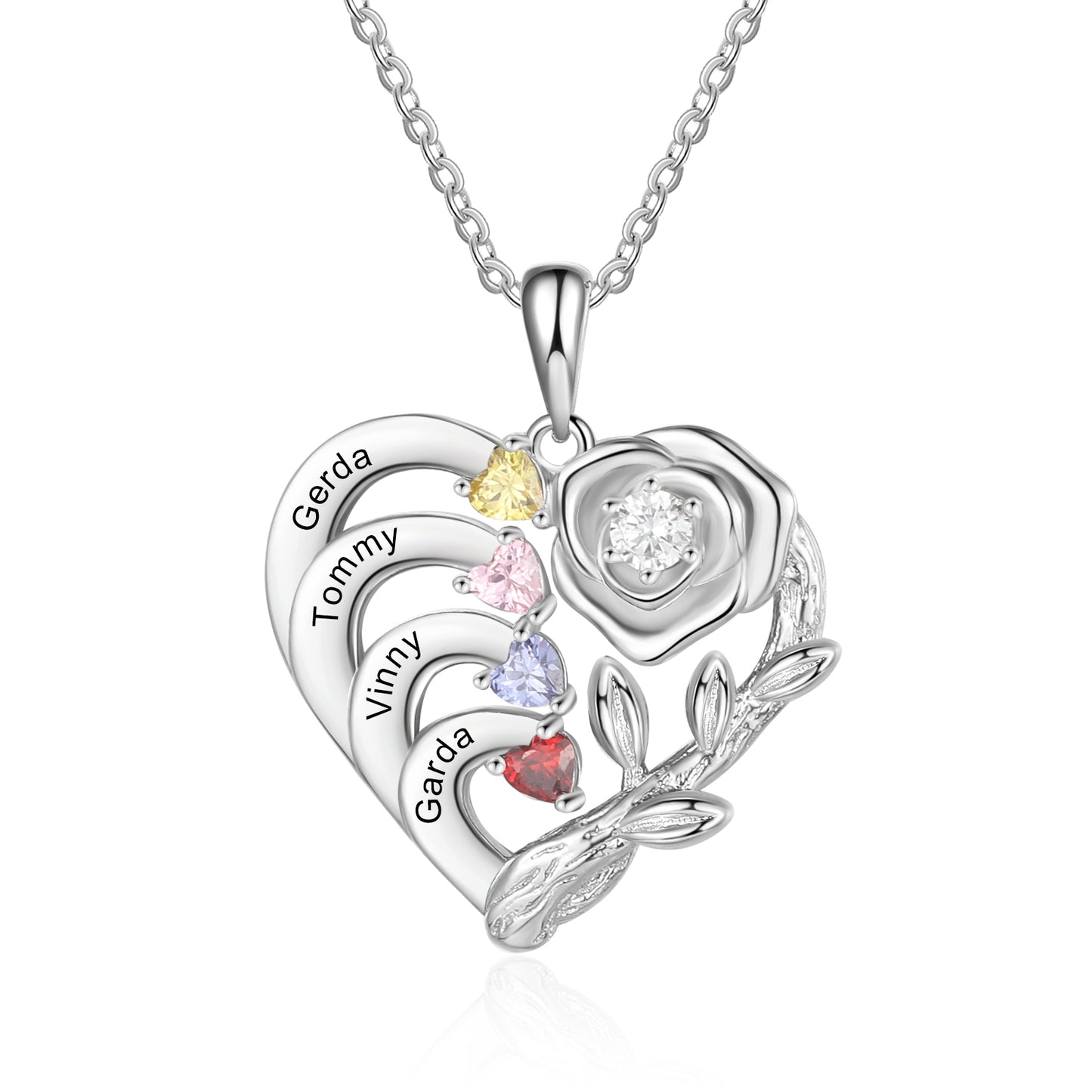 Rose Flower Heart Necklace