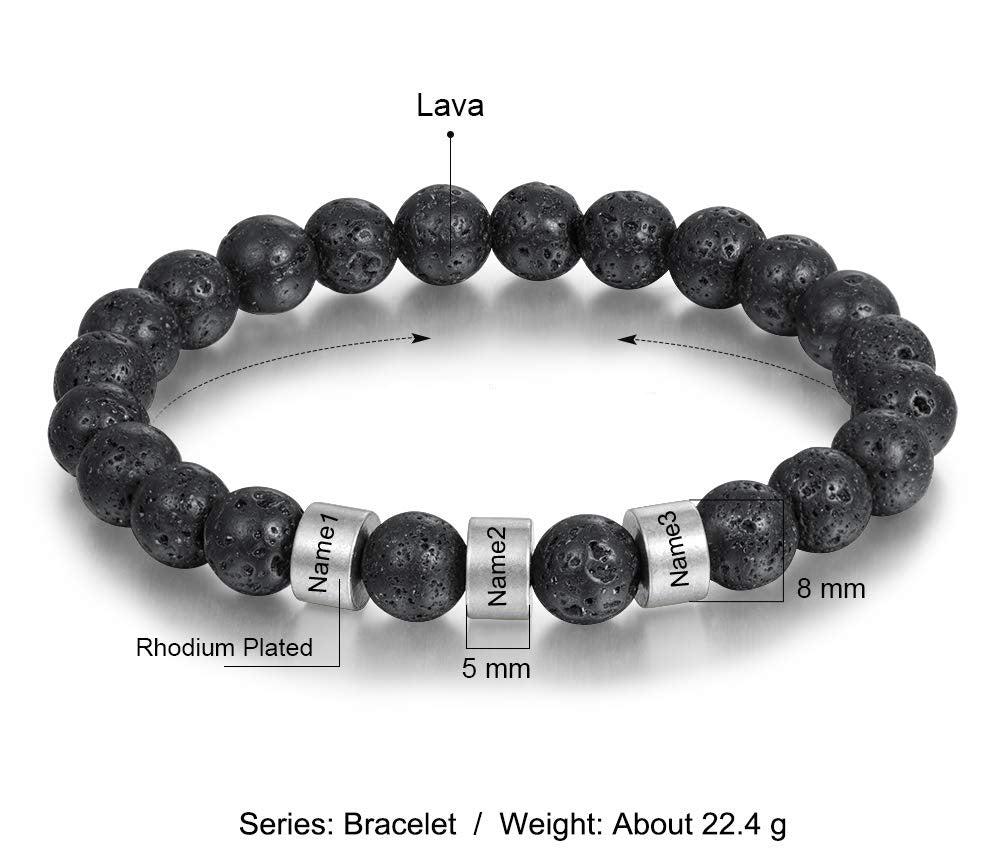 Engraved Onyx Stone Bracelet - Silver