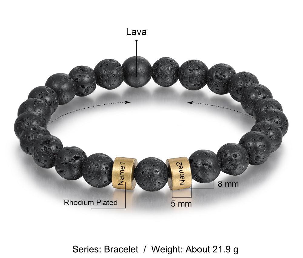 Engraved Onyx Stone Bracelet - Gold