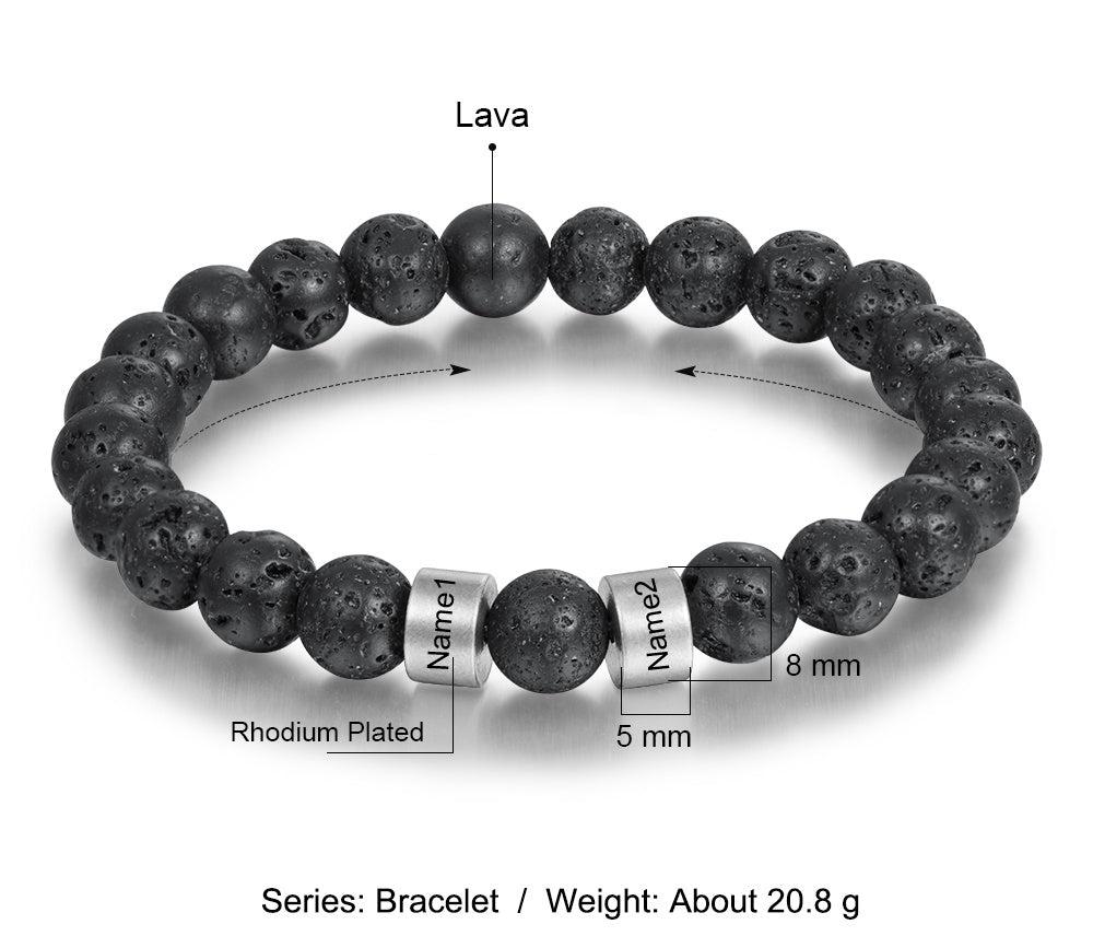 Engraved Onyx Stone Bracelet - Silver