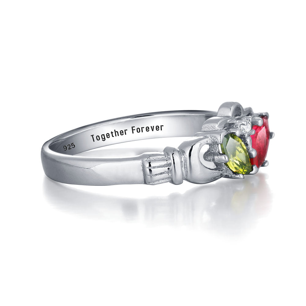 2 Birthstone Claddagh Ring