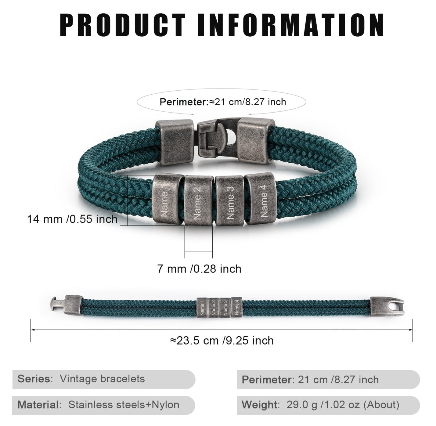 Name Bracelet - Teal