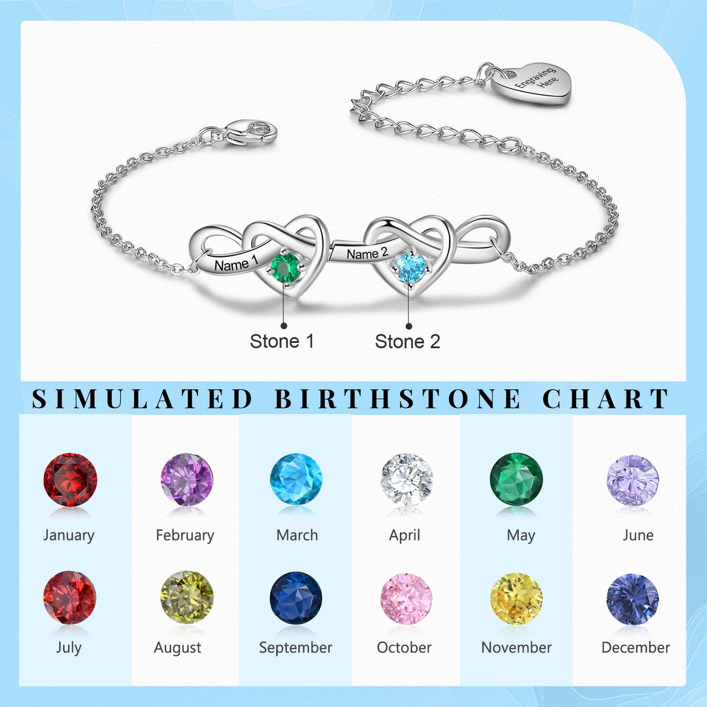Heart Birthstone Bracelet