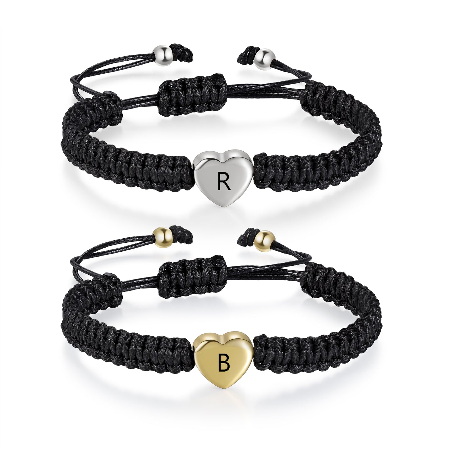 Initial Heart Braided Bracelet