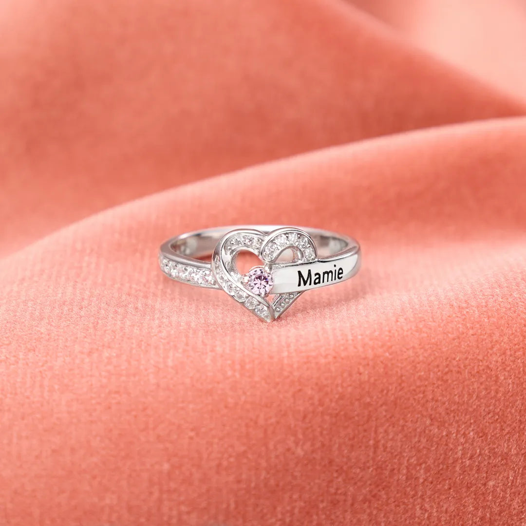 Heart Birthstone Ring