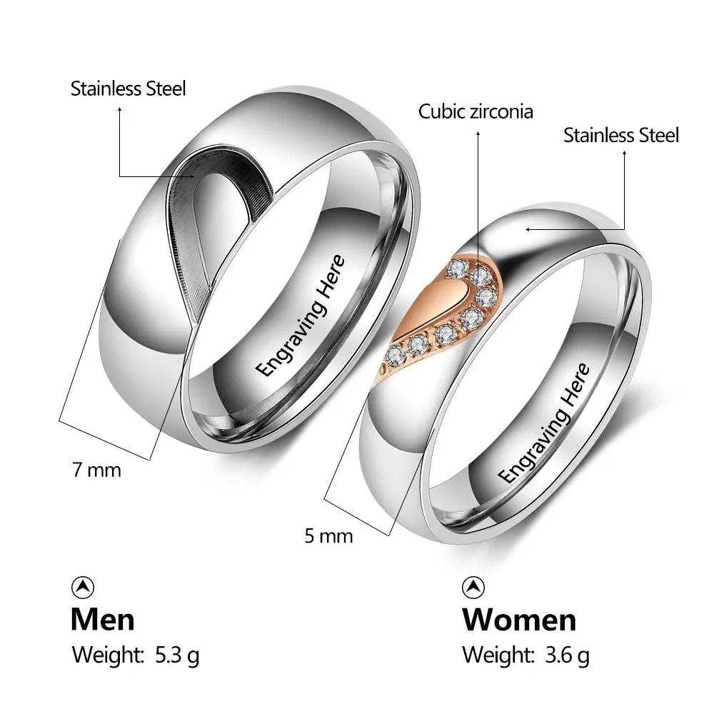 Half Heart Couple Ring