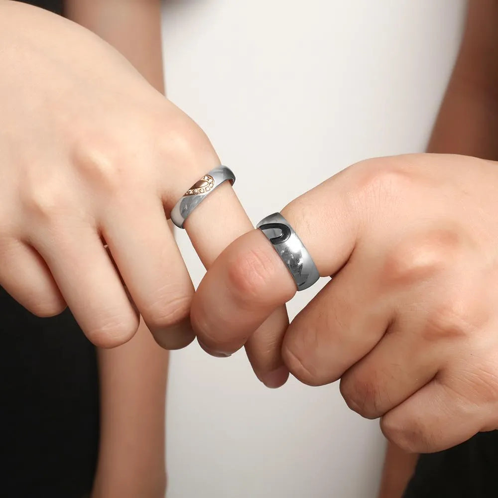 Half Heart Couple Ring