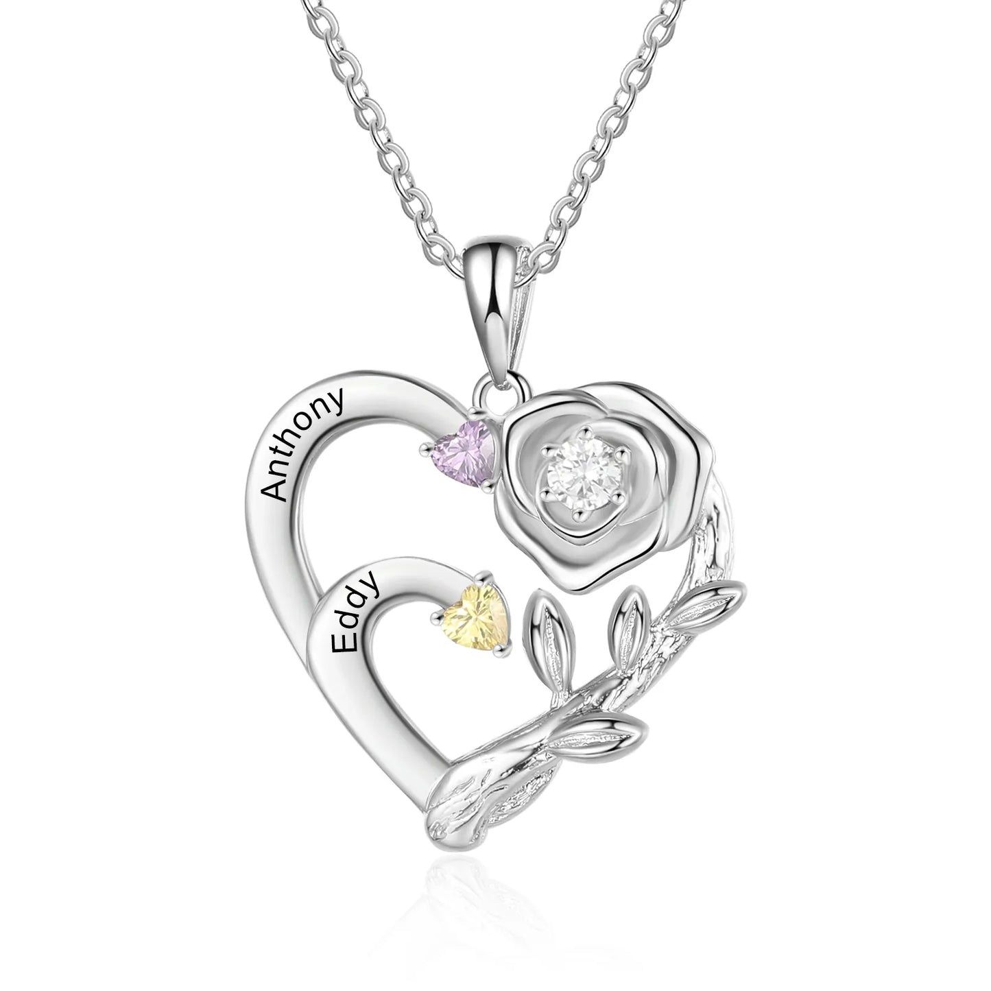 Rose Flower Heart Necklace