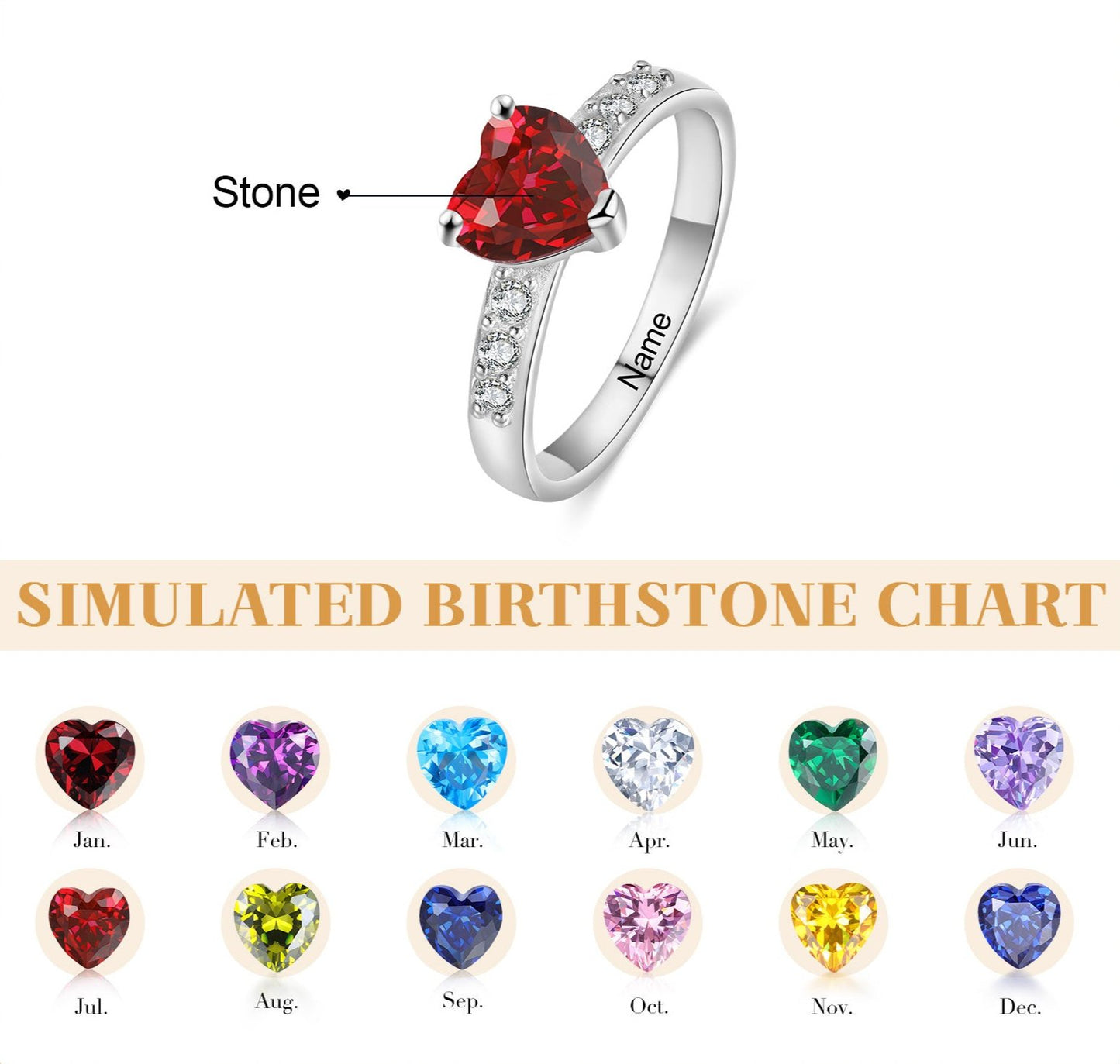 Heart Birthstone Ring