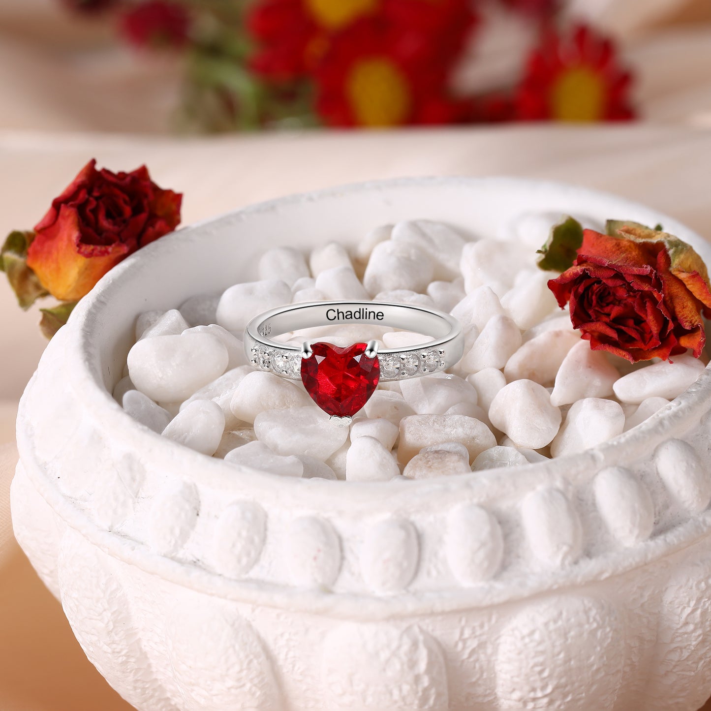 Heart Birthstone Ring