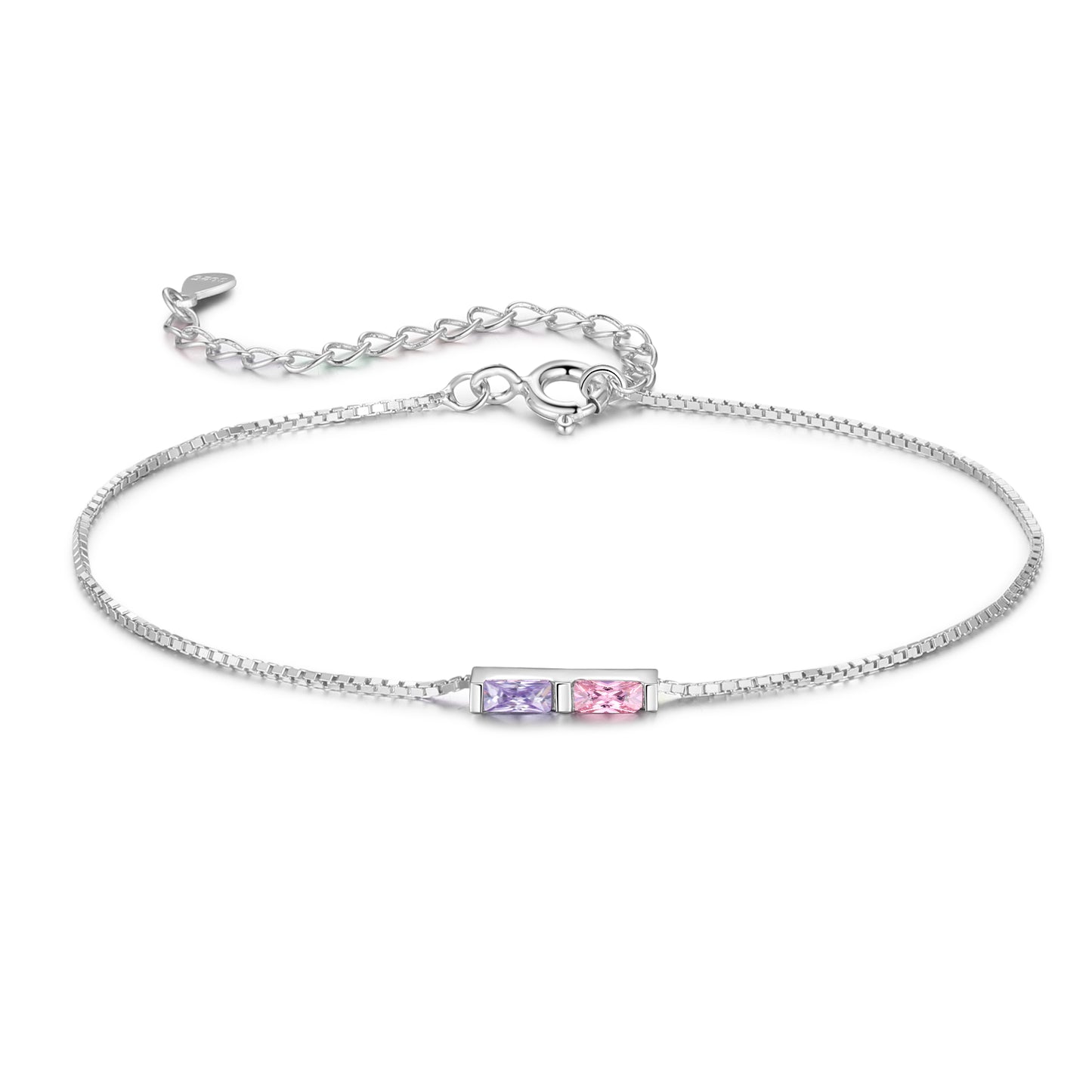 Silver Baguette Birthstone Bracelet