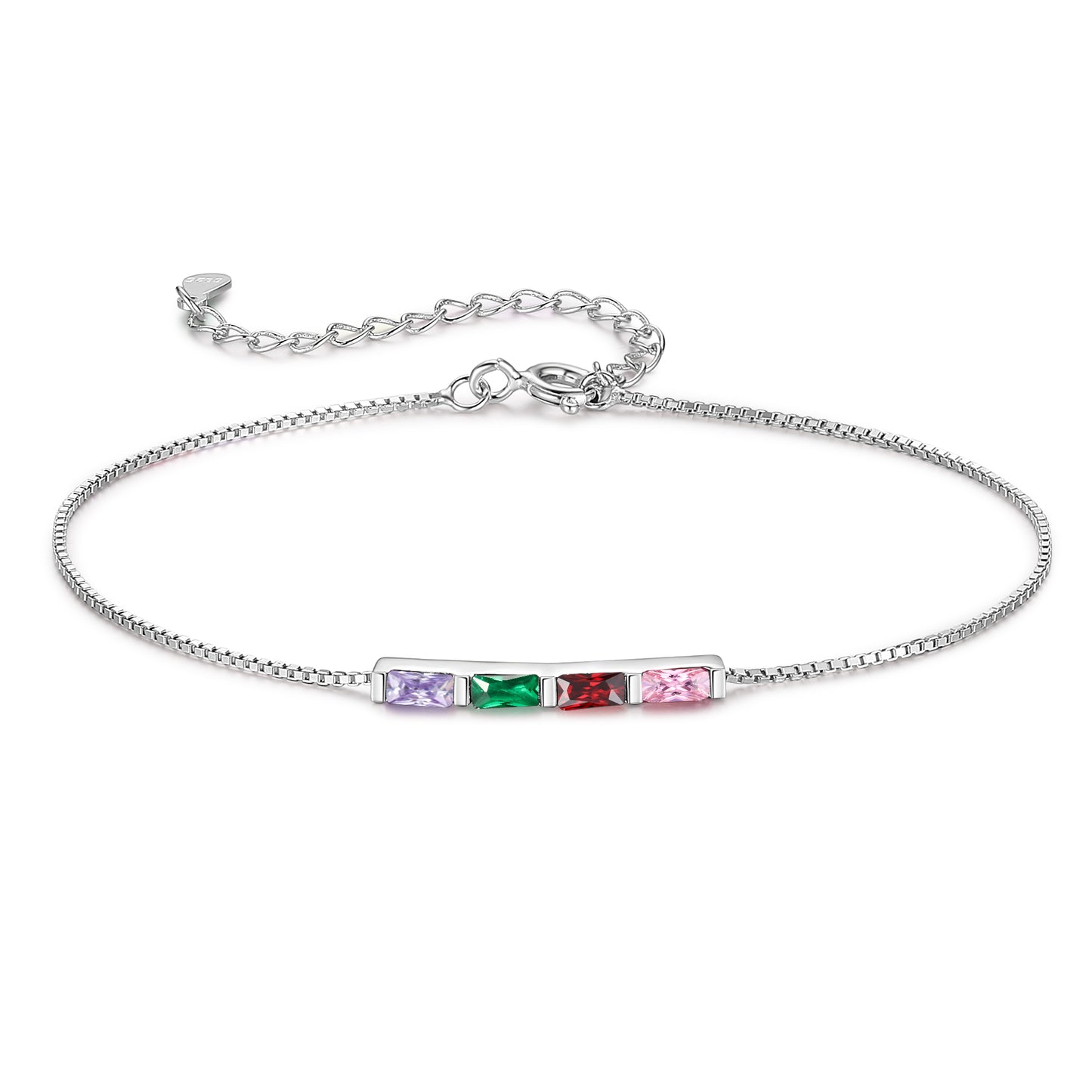 Silver Baguette Birthstone Bracelet
