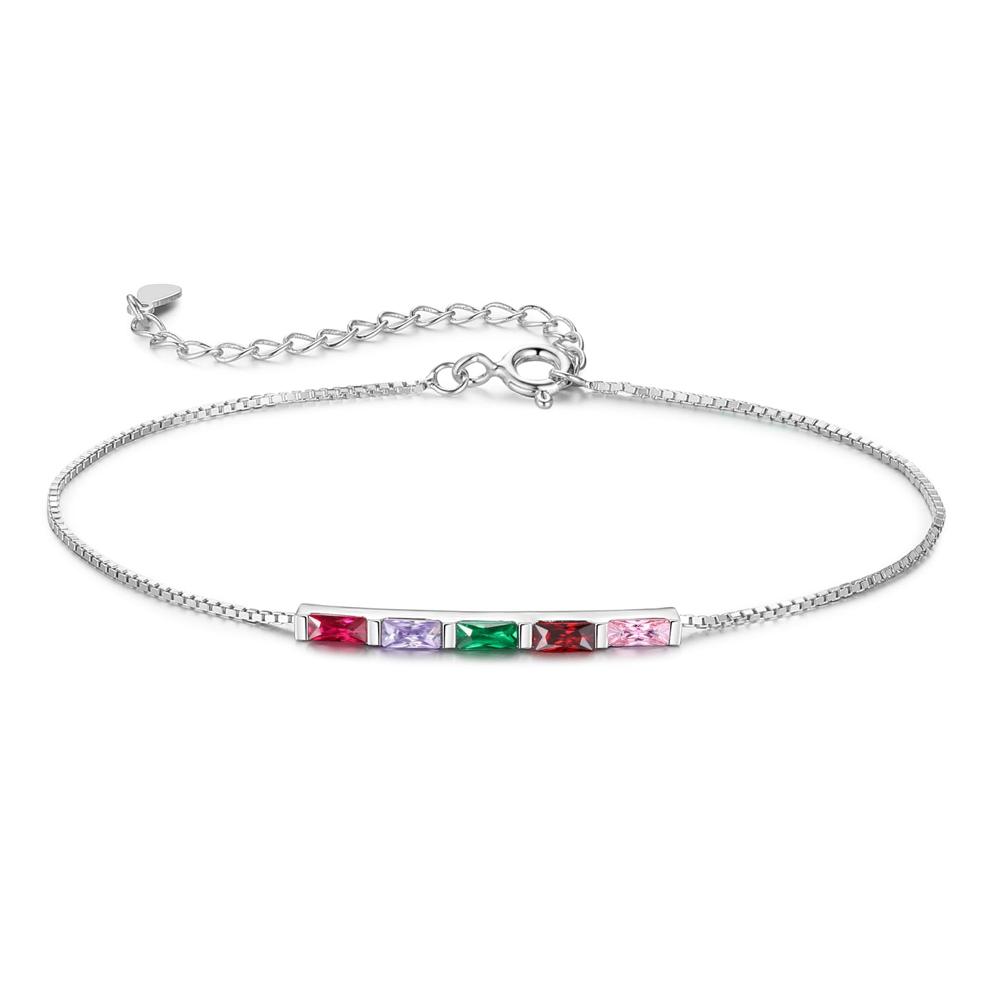 Silver Baguette Birthstone Bracelet