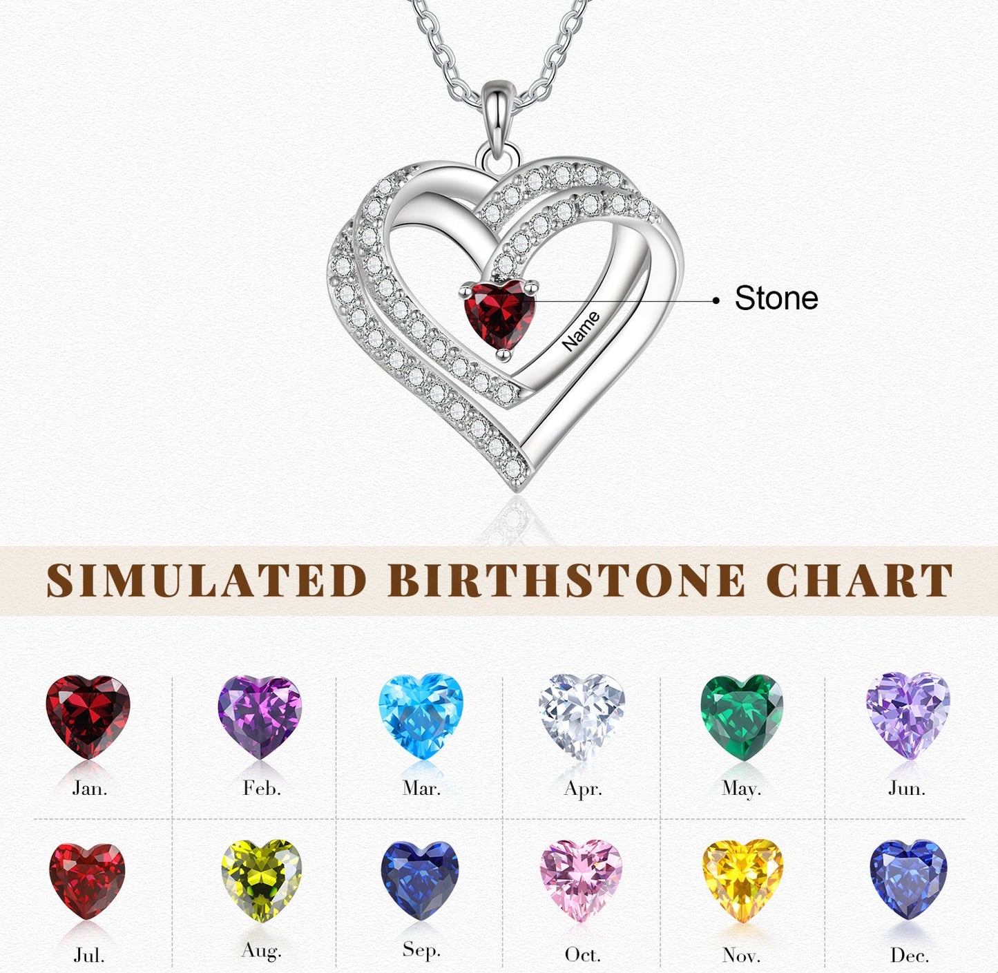 Family Heart Birthstone Necklace