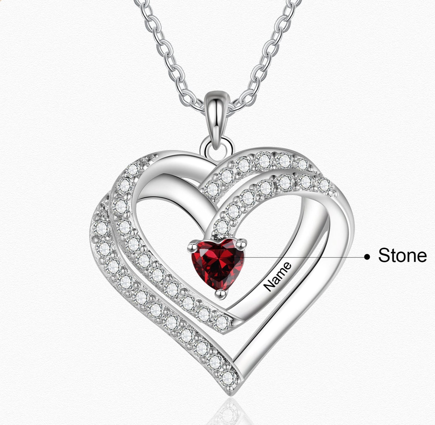 Family Heart Birthstone Necklace