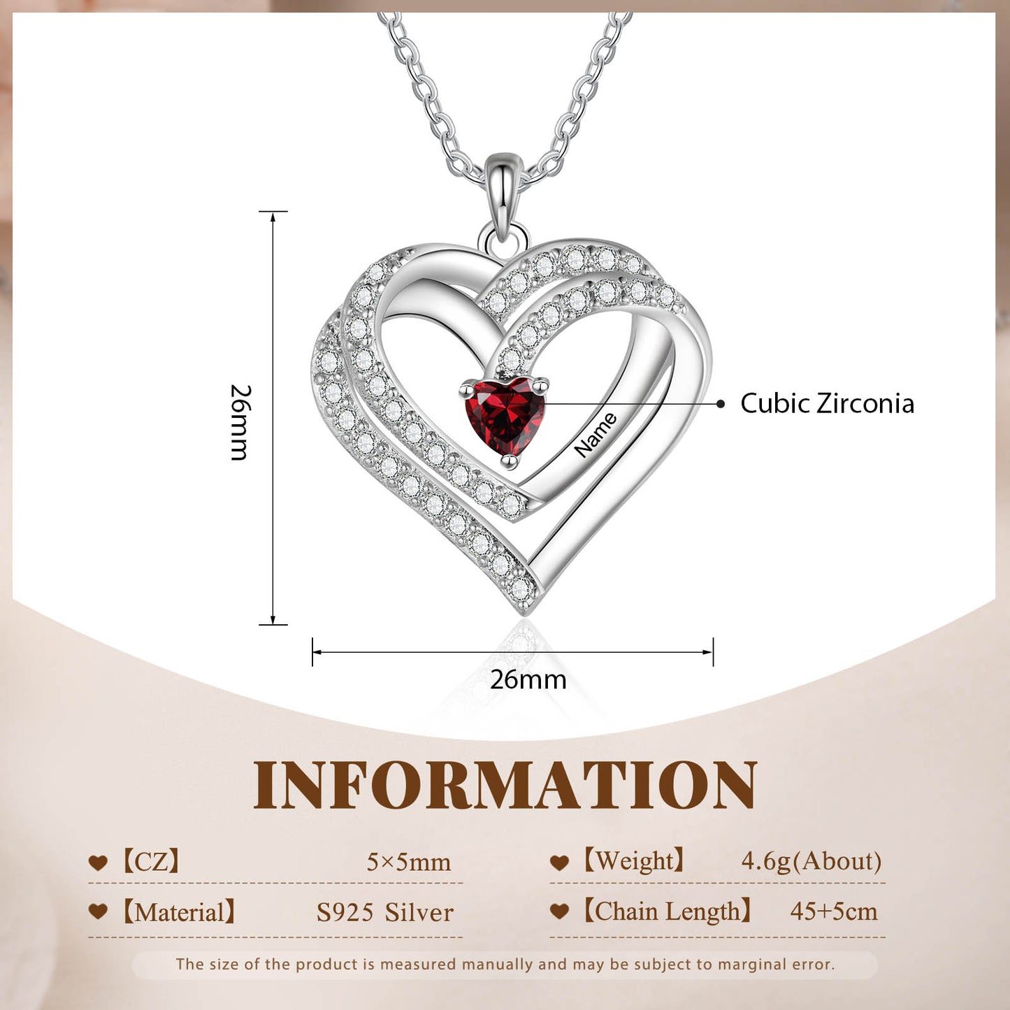 Family Heart Birthstone Necklace