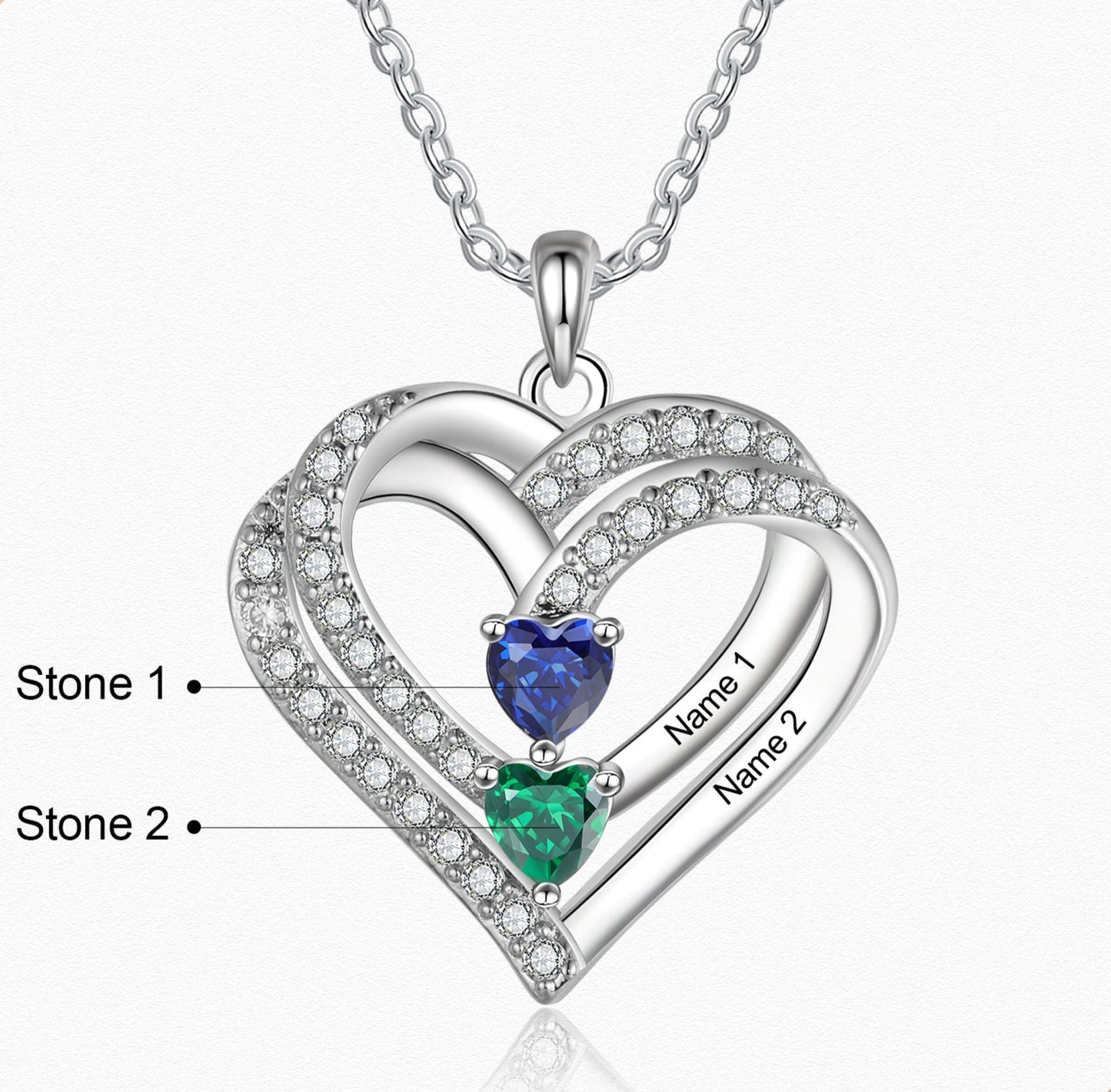 Family Heart Birthstone Necklace
