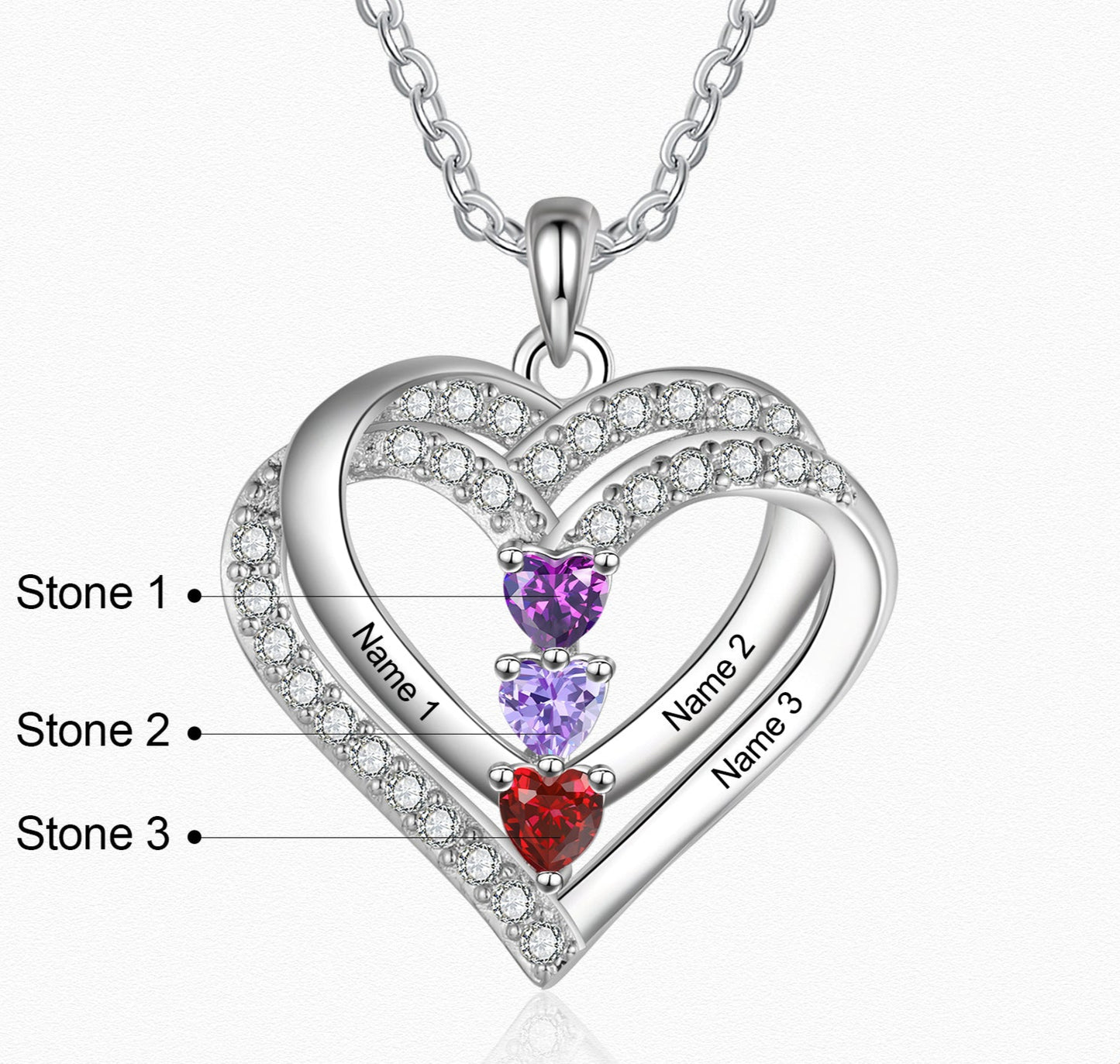 Family Heart Birthstone Necklace