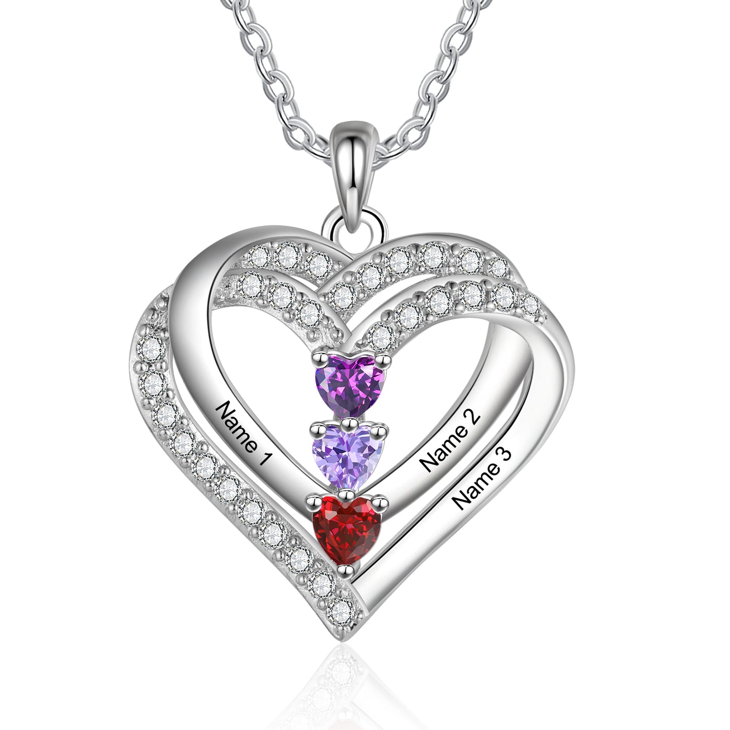 Family Heart Birthstone Necklace