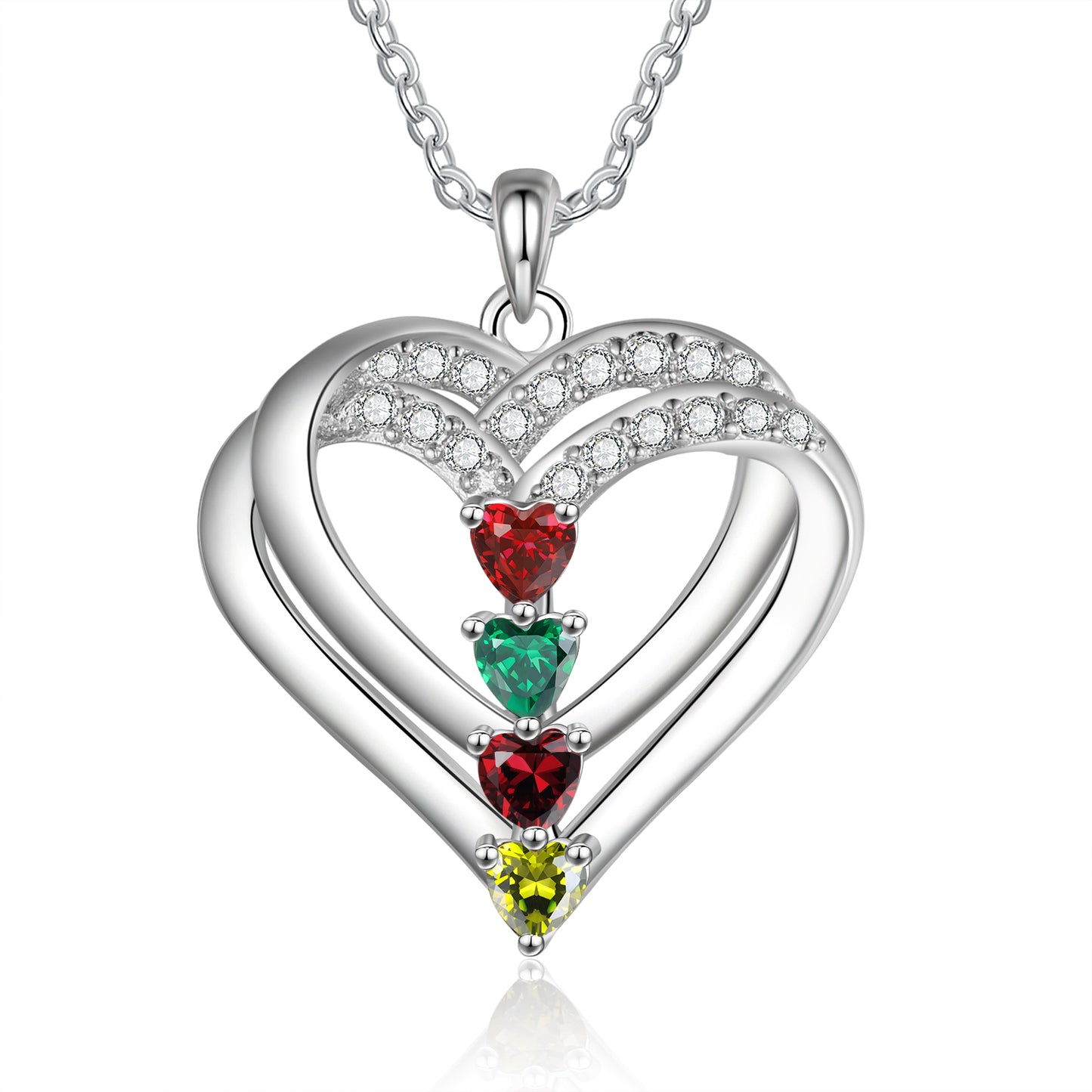 Family Heart Birthstone Necklace